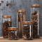 Wood Lid Glass Airtight Storage Jars For Kitchen Food Organization 0