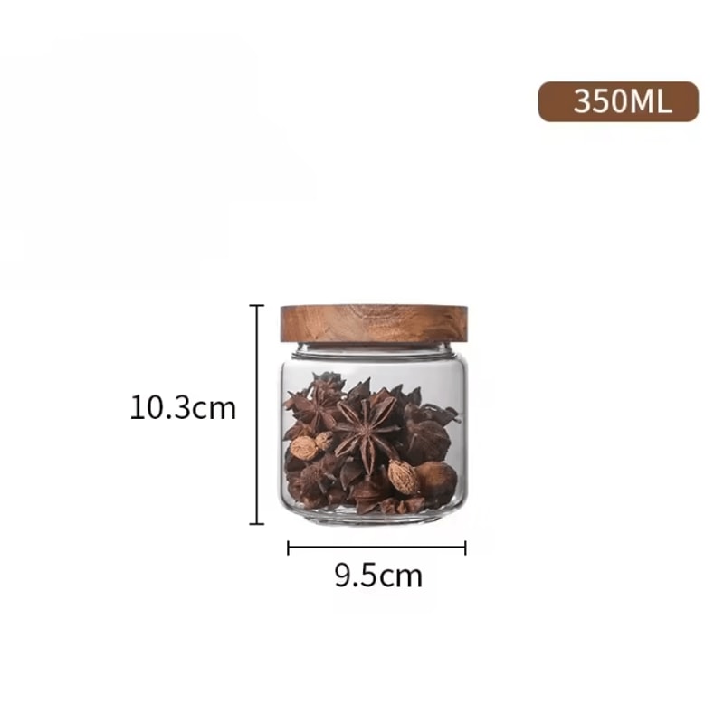 Wood Lid Glass Airtight Storage Jars For Kitchen Food Organization 3
