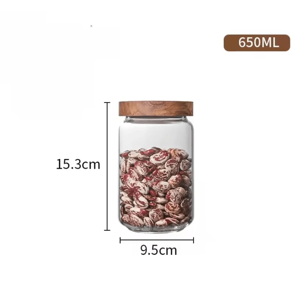 Wood Lid Glass Airtight Storage Jars For Kitchen Food Organization 4