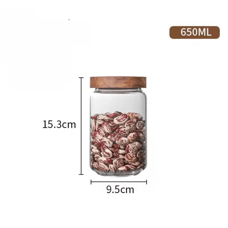 Wood Lid Glass Airtight Storage Jars For Kitchen Food Organization 4