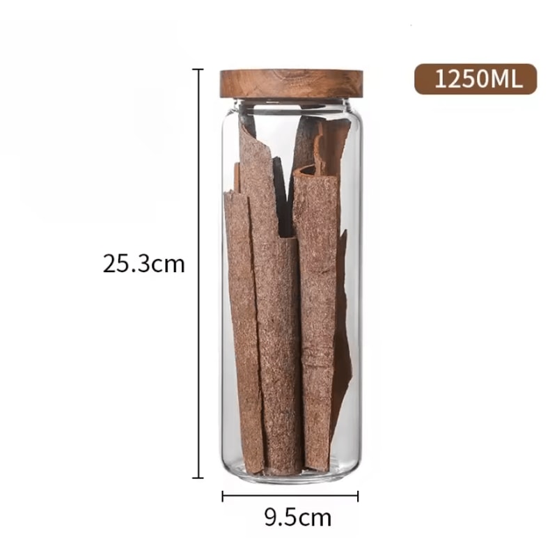 Wood Lid Glass Airtight Storage Jars For Kitchen Food Organization 5