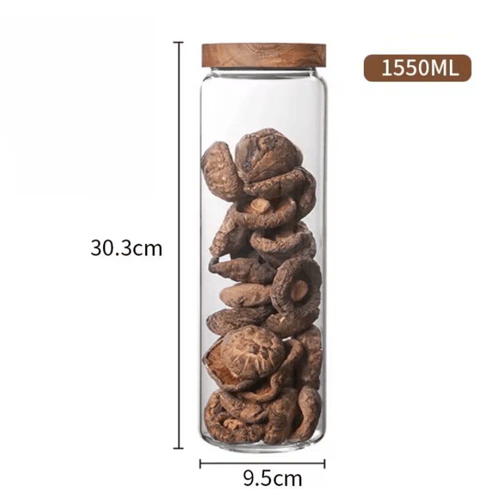Wood Lid Glass Airtight Storage Jars For Kitchen Food Organization 6