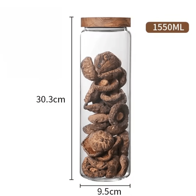 Wood Lid Glass Airtight Storage Jars For Kitchen Food Organization 6