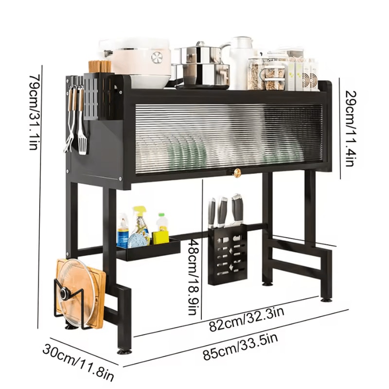 3Tier Over Sink Dish Drying Rack With Protective Cover 2