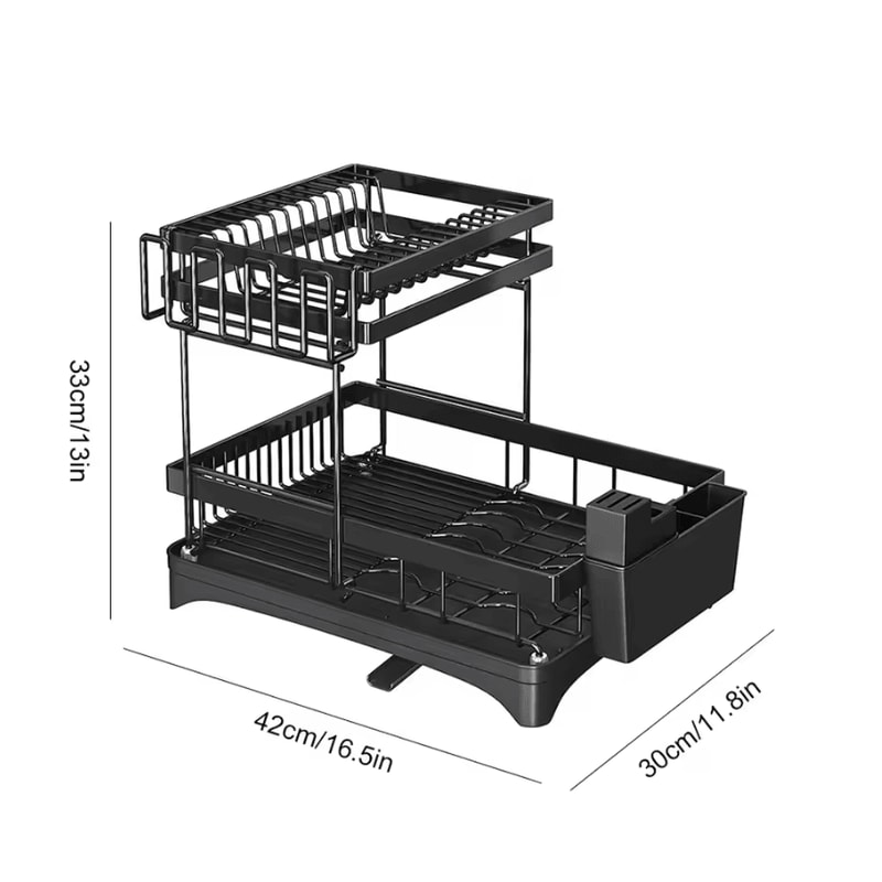 3Tier Over Sink Dish Drying Rack With Protective Cover 3
