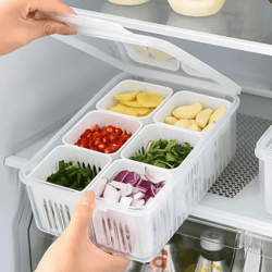 refrigerator fresh-keeping drain storage box for ginger, garlic & vegetables