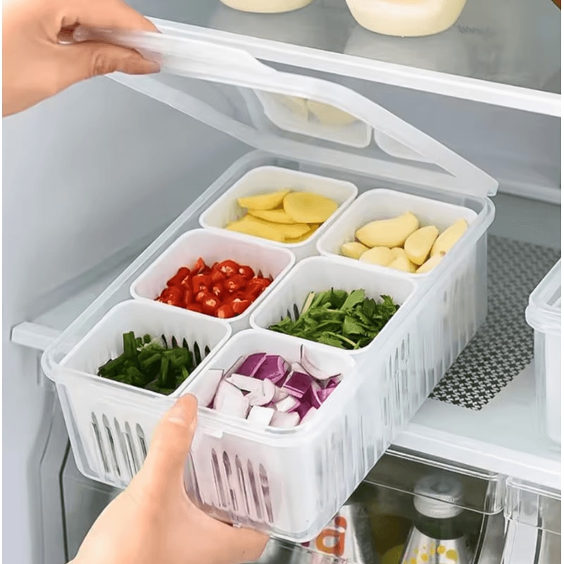 Refrigerator FreshKeeping Drain Storage Box For Ginger Garlic Vegetables 0