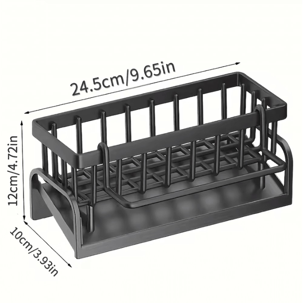 MultiFunction Sink Caddy Organizer With Drain Tray Brush Holder 1
