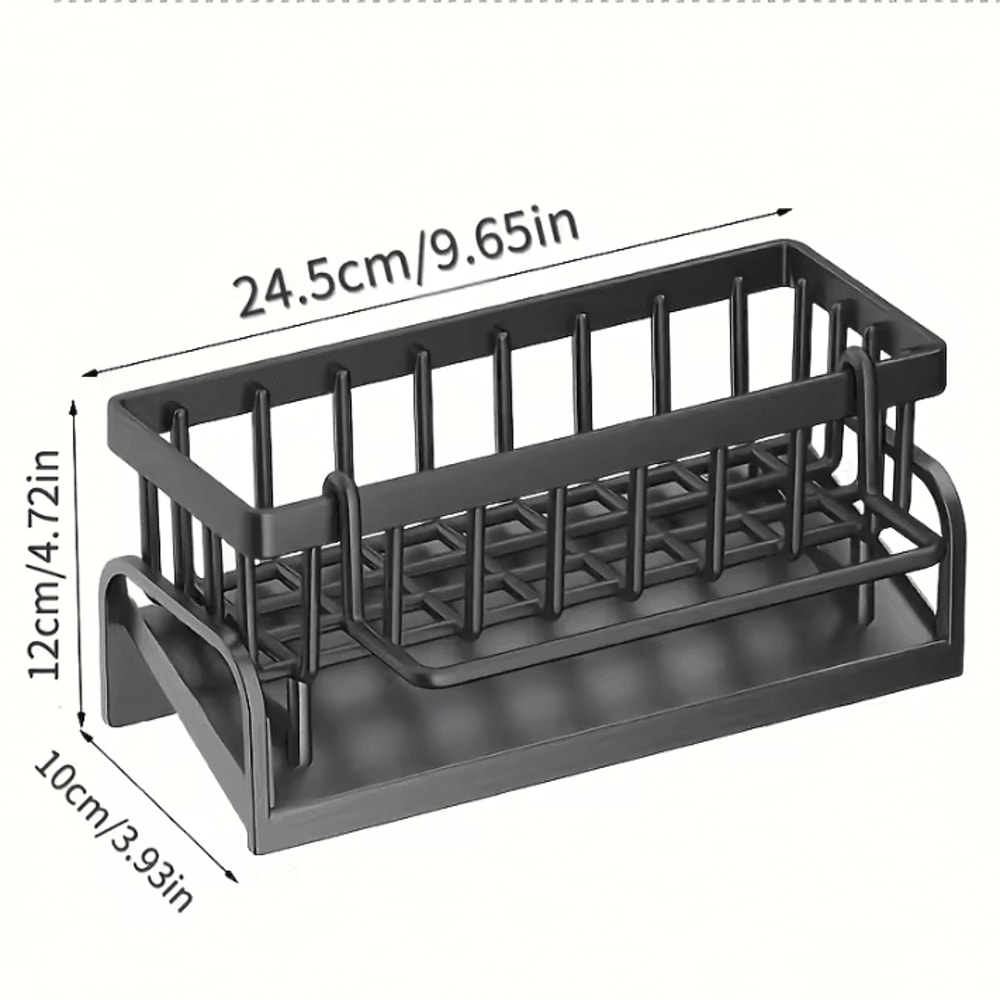 MultiFunction Sink Caddy Organizer With Drain Tray Brush Holder 4
