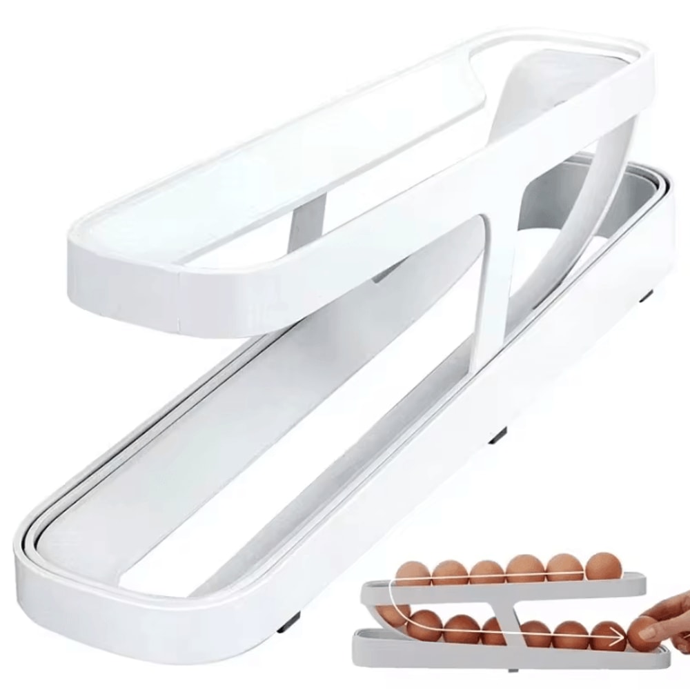 Automatic Rolling Egg Organizer Refrigerator Storage Box 4