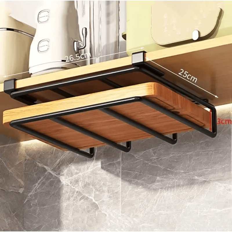 SpaceSaving Under Cabinet Kitchen Organizer Rack With Hooks 2