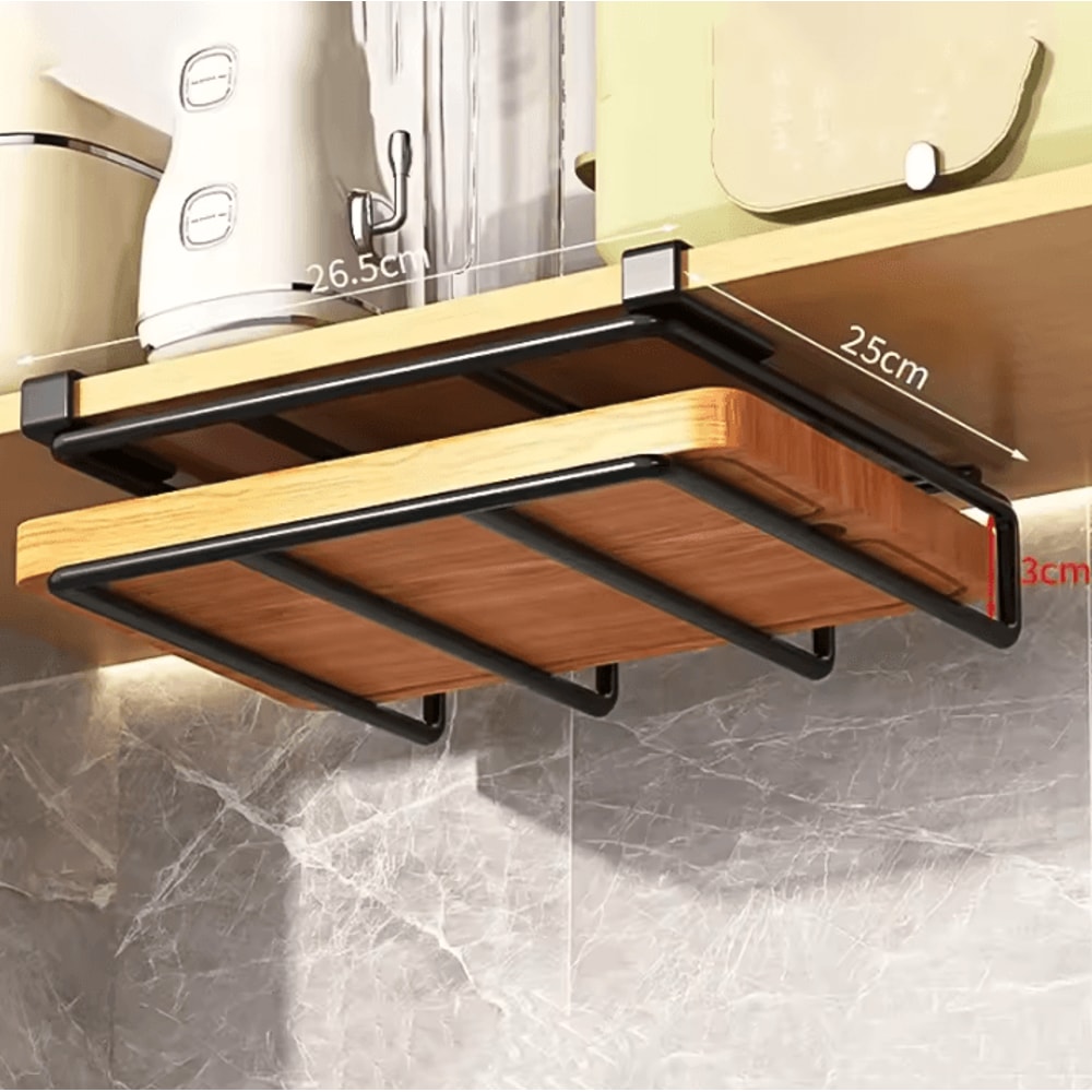 SpaceSaving Under Cabinet Kitchen Organizer Rack With Hooks 4