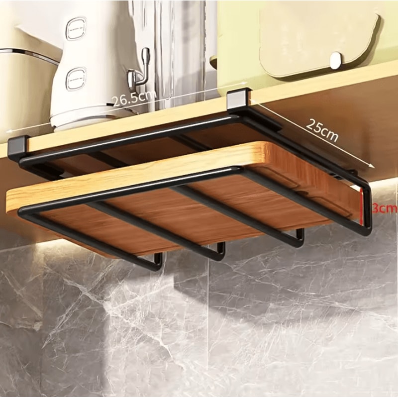 SpaceSaving Under Cabinet Kitchen Organizer Rack With Hooks 4