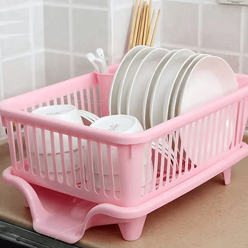 AquaFlow Kitchen Dish Drying Rack With Drain Board Utensil Holder 1