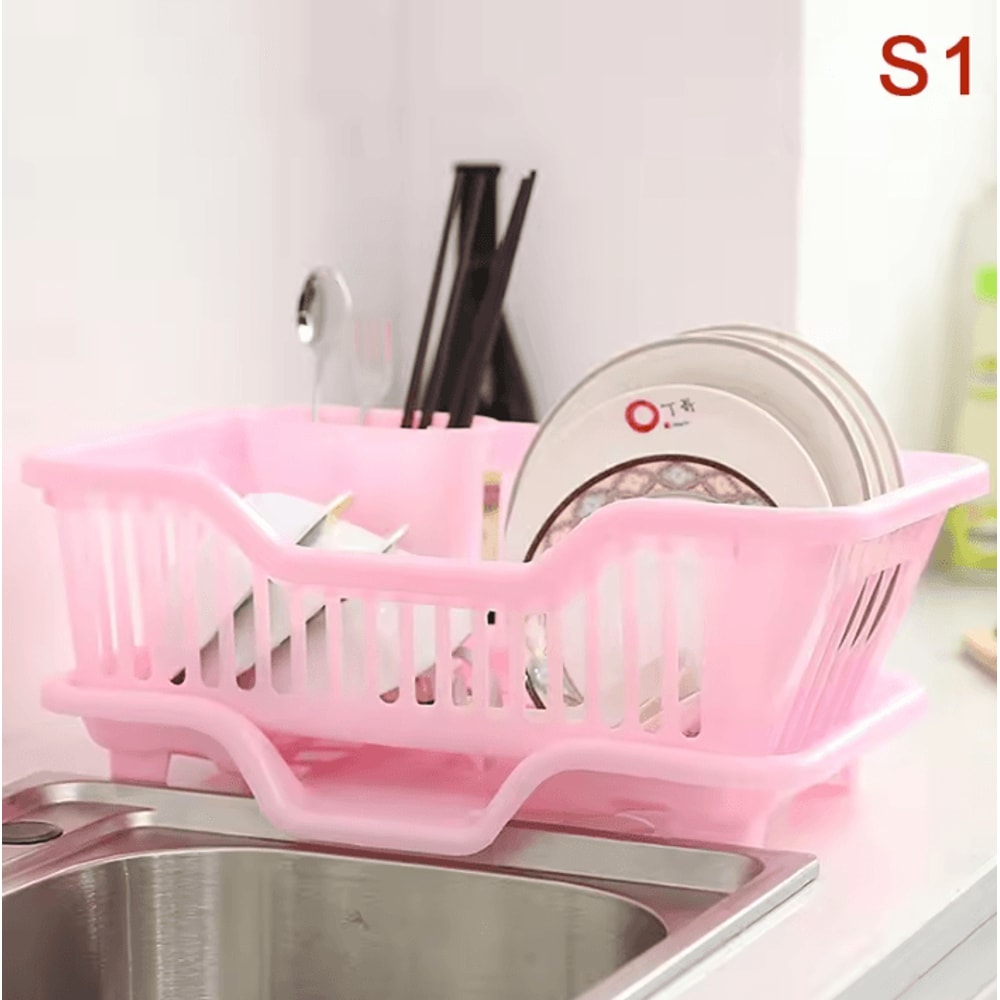 AquaFlow Kitchen Dish Drying Rack With Drain Board Utensil Holder 3