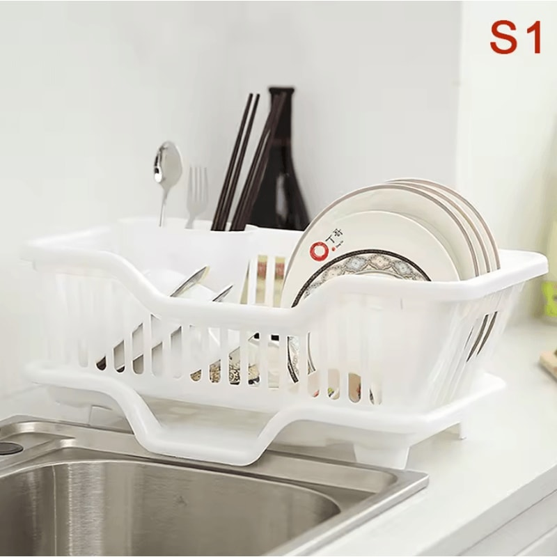 AquaFlow Kitchen Dish Drying Rack With Drain Board Utensil Holder 4