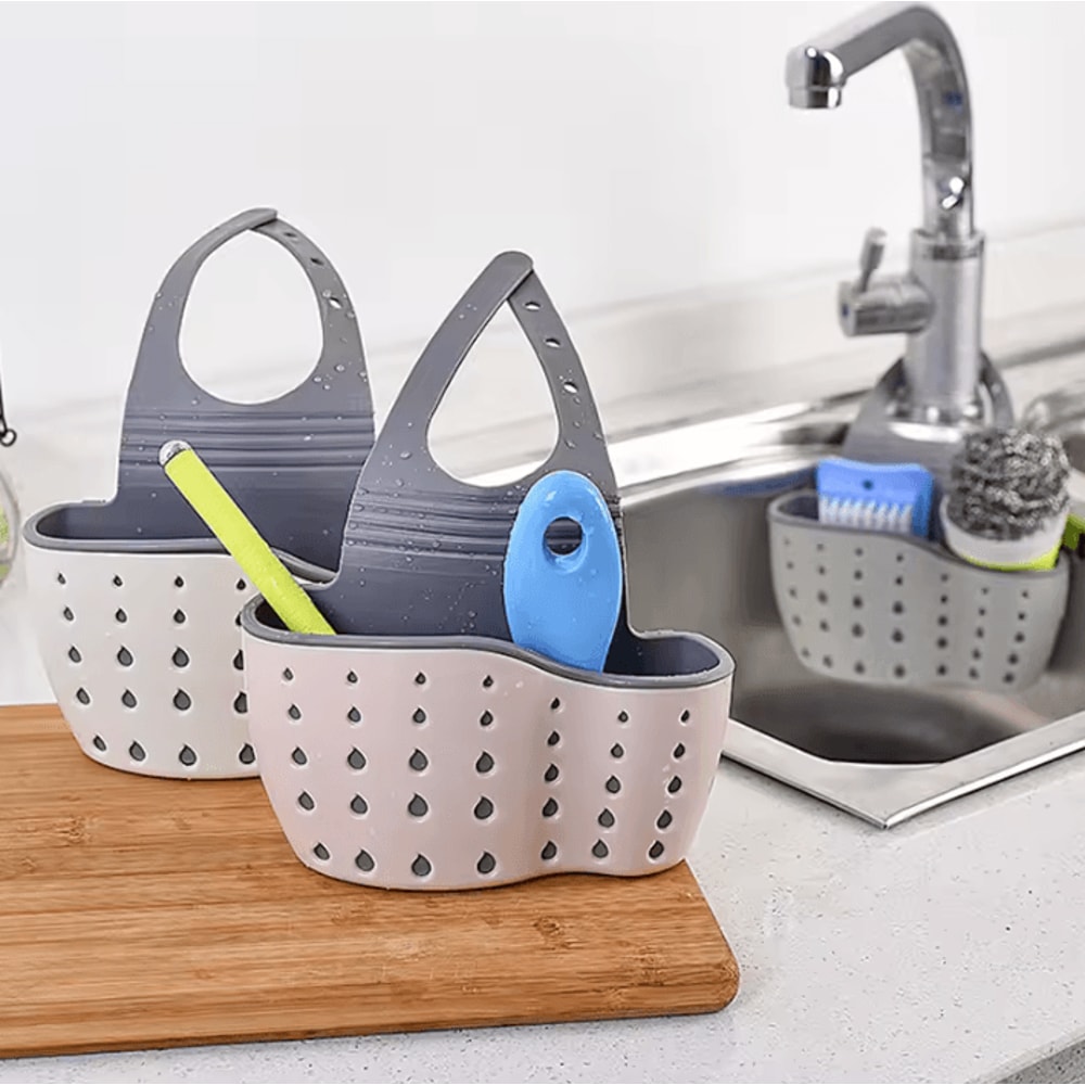 FlexDrain Kitchen Sink Caddy Adjustable Sponge Soap Holder Rack 1