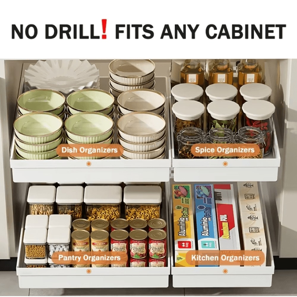 SlideEase HeavyDuty PullOut Cabinet Organizer NoDrill Storage Tray 0