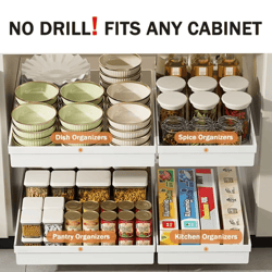 slideease heavy-duty pull-out cabinet organizer – no-drill storage tray