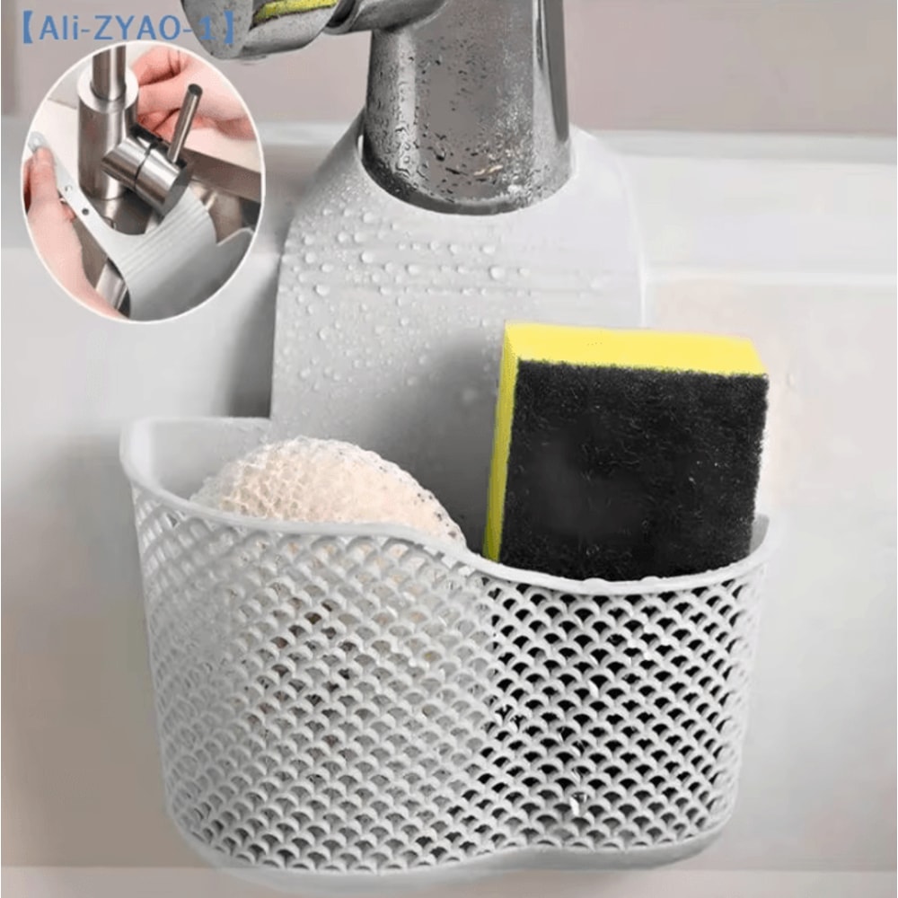 DrainEase Adjustable Sink Hanging Basket Faucet Sponge Soap Organizer 0