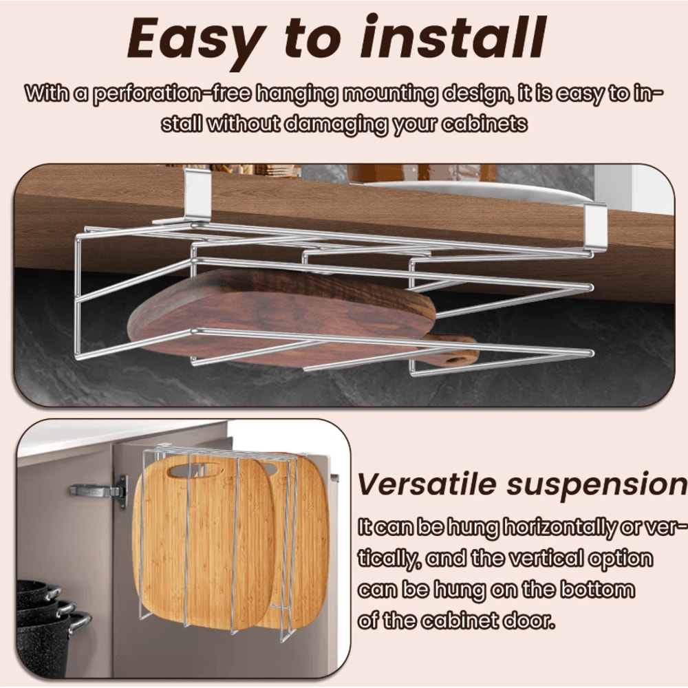 SlideStore Under Cabinet Cutting Board Pot Lid Organizer Rack 2