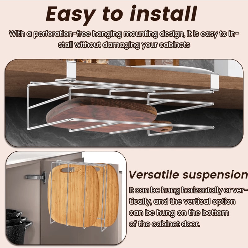 SlideStore Under Cabinet Cutting Board Pot Lid Organizer Rack 2