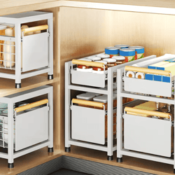 slidemax pull-out cabinet storage rack – under sink & spice organizer