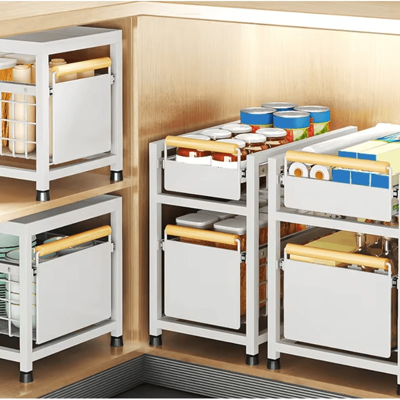 SlideMax PullOut Cabinet Storage Rack Under Sink Spice Organizer 0