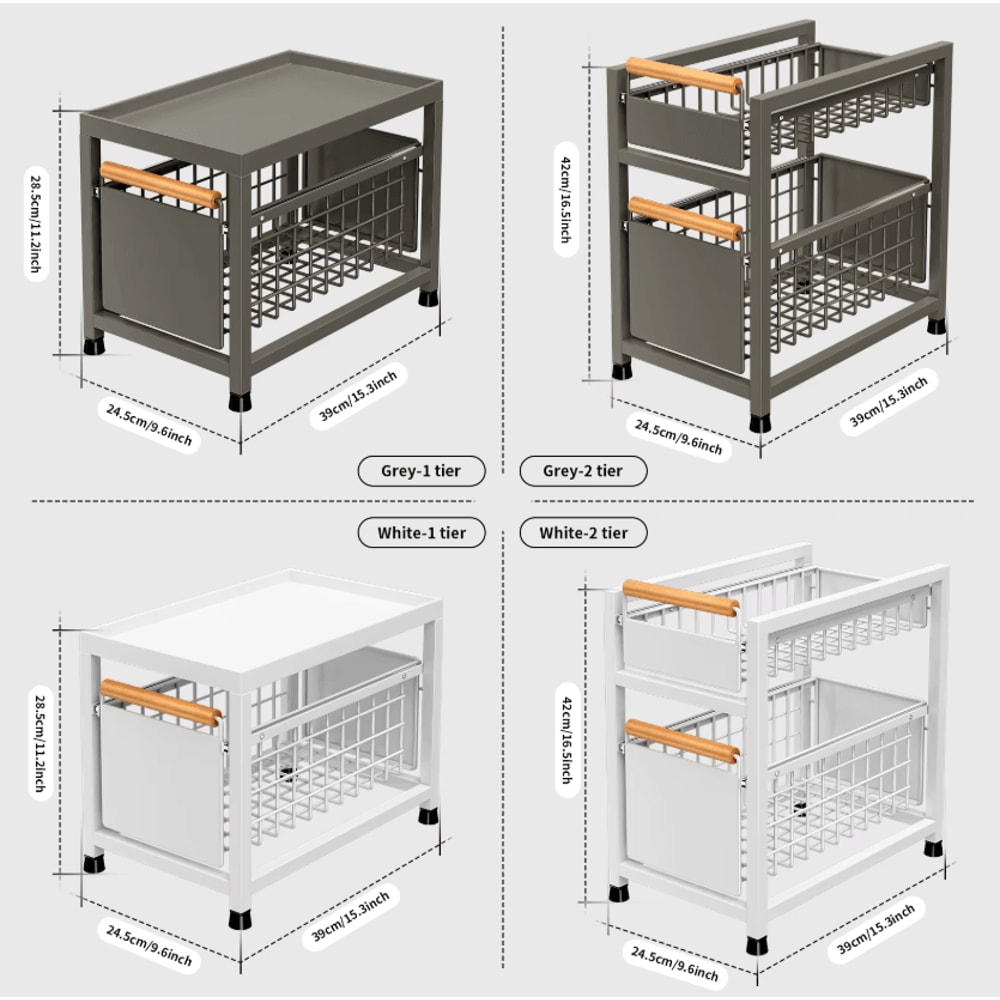 SlideMax PullOut Cabinet Storage Rack Under Sink Spice Organizer 1