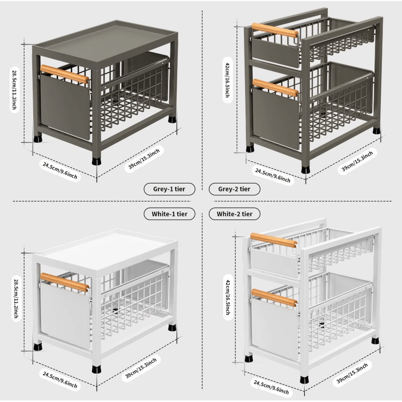 SlideMax PullOut Cabinet Storage Rack Under Sink Spice Organizer 1