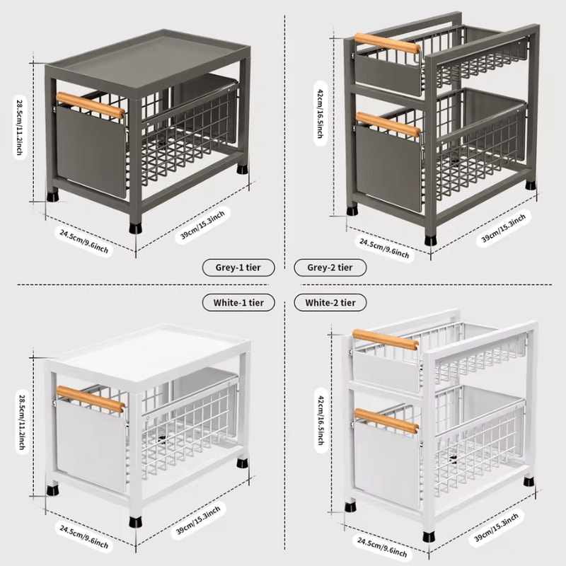 SlideMax PullOut Cabinet Storage Rack Under Sink Spice Organizer 4
