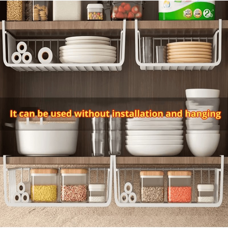 SpaceNest Hanging Under Cabinet Storage Basket Large Capacity Metal Organizer 0