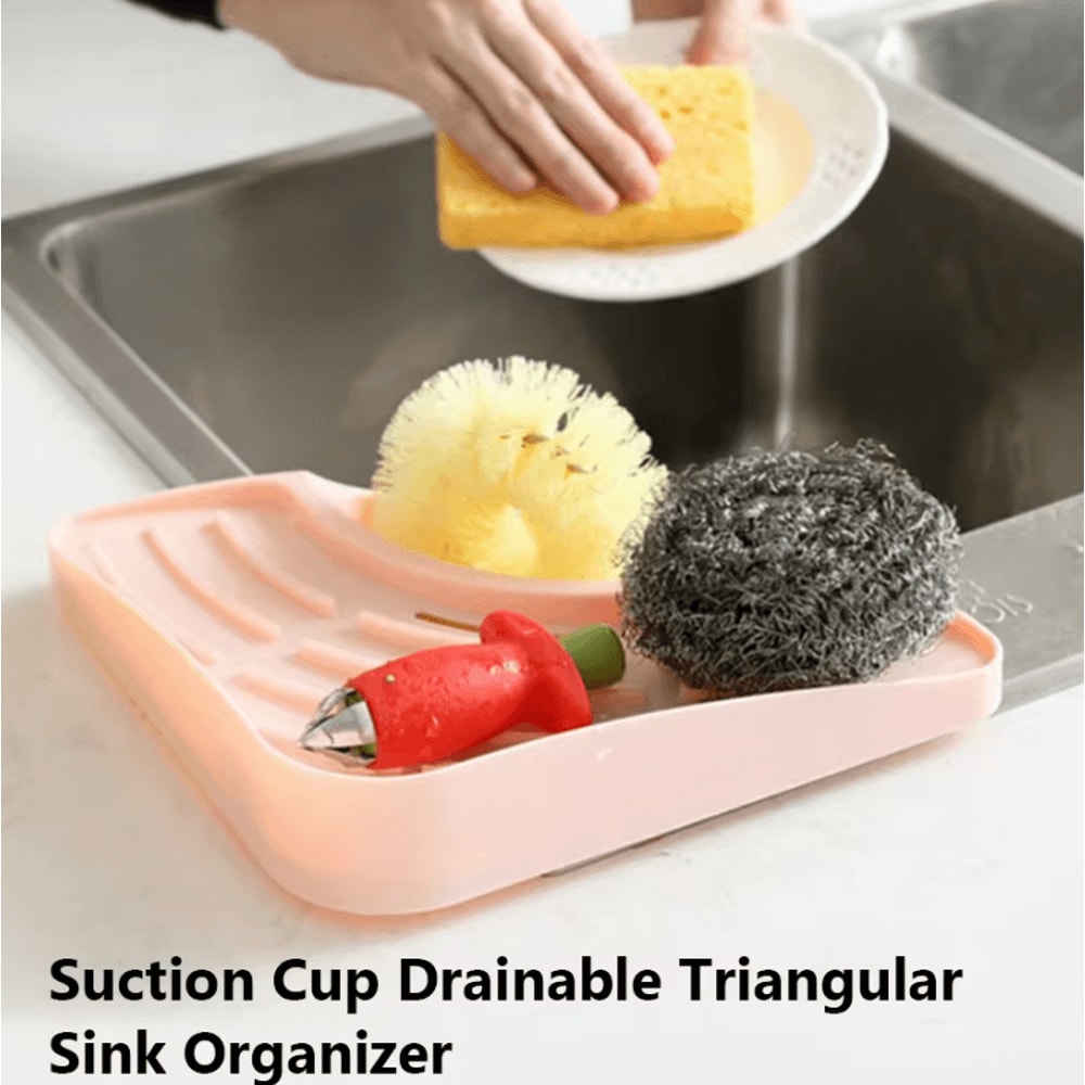 TriFlow Corner Sink Drain Rack Triangle Sponge Utensil Organizer 1