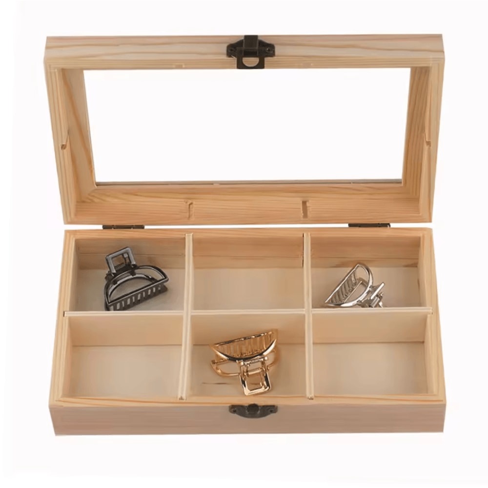 TeaHaven Wooden Tea Storage Box 6 Grid Tea Bag Organizer Chest 2