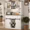 RusticHaven Farmhouse Bar Cabinet With Sliding Barn Doors Wine Storage 0