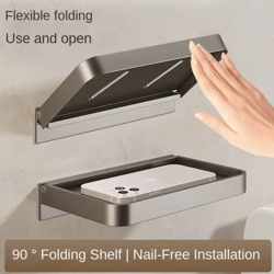 flexfold wall mounted bathroom shelf – no-drill foldable storage rack