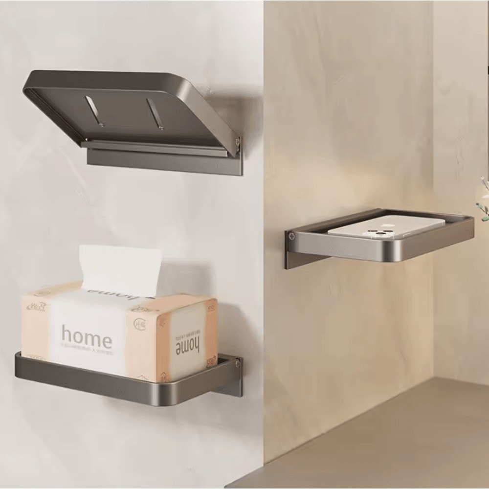 FlexFold Wall Mounted Bathroom Shelf NoDrill Foldable Storage Rack 1
