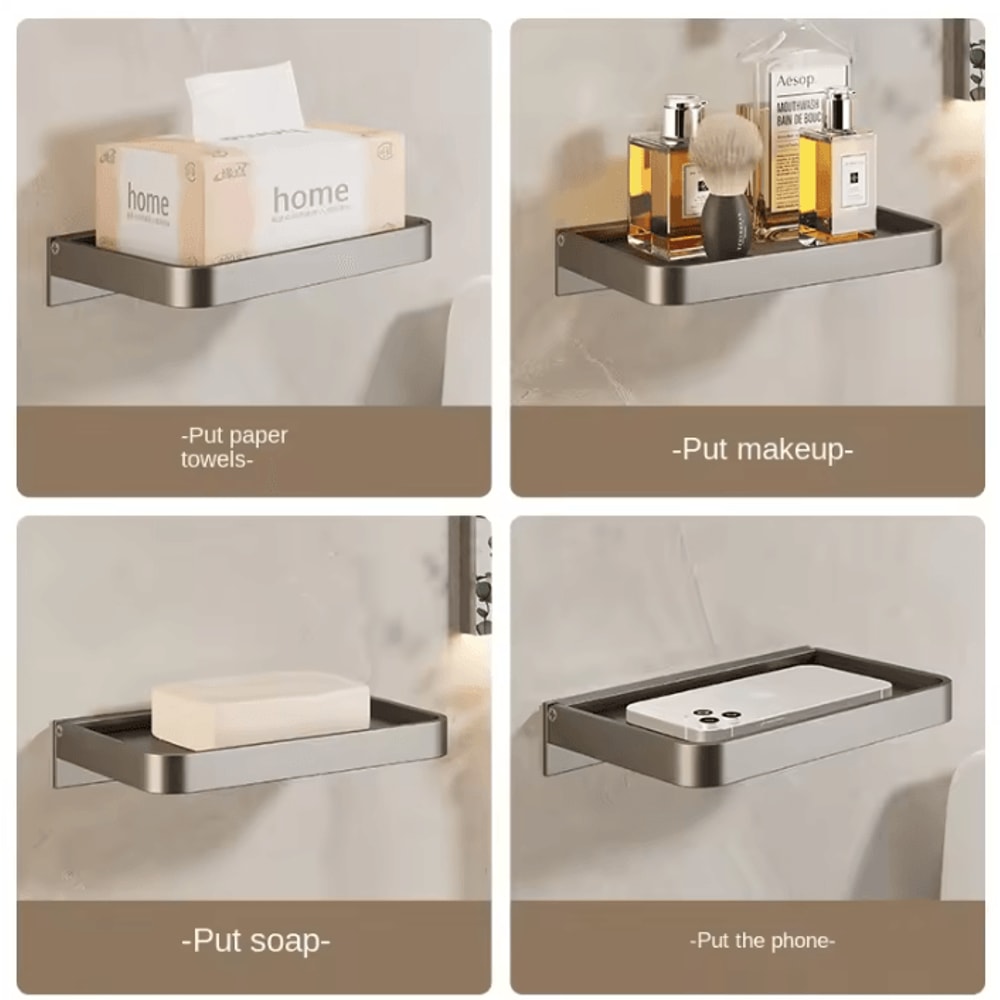 FlexFold Wall Mounted Bathroom Shelf NoDrill Foldable Storage Rack 3