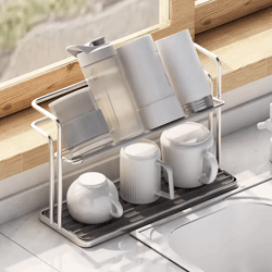 drynest stainless steel hanging cup rack – double-layer upside-down mug organizer