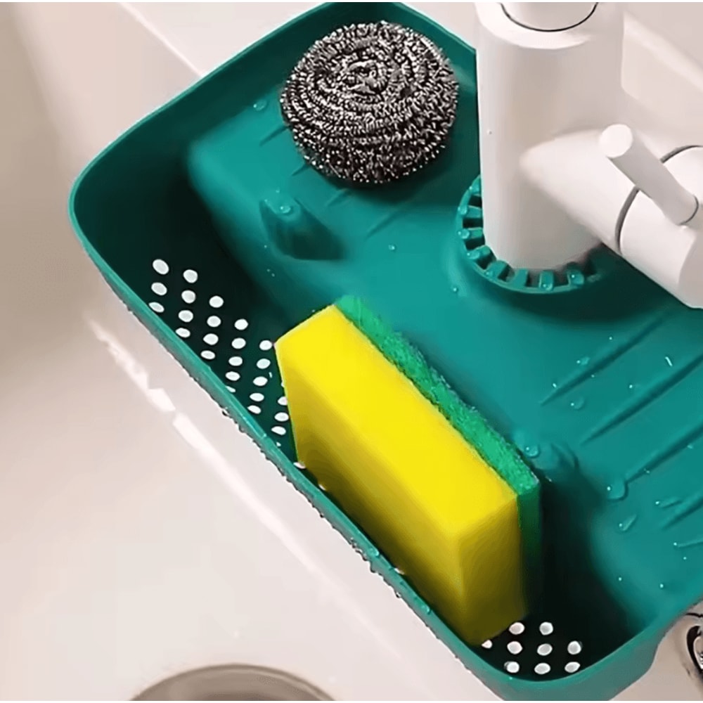 SplashGuard Silicone Faucet Drain Pad Sink Splash Sponge Organizer 1