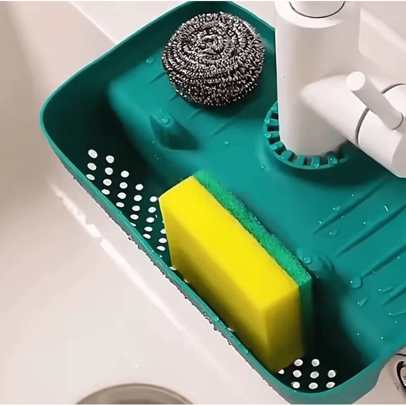 SplashGuard Silicone Faucet Drain Pad Sink Splash Sponge Organizer 1
