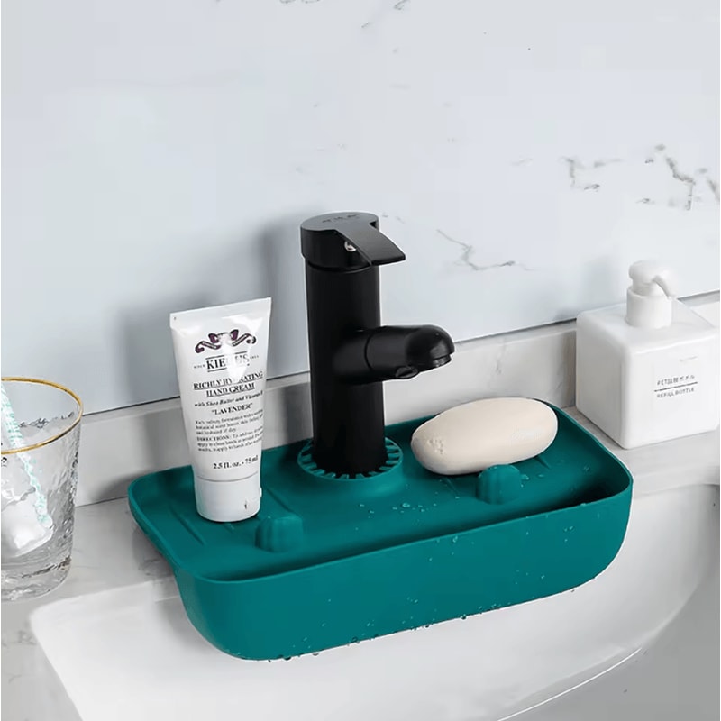 SplashGuard Silicone Faucet Drain Pad Sink Splash Sponge Organizer 2