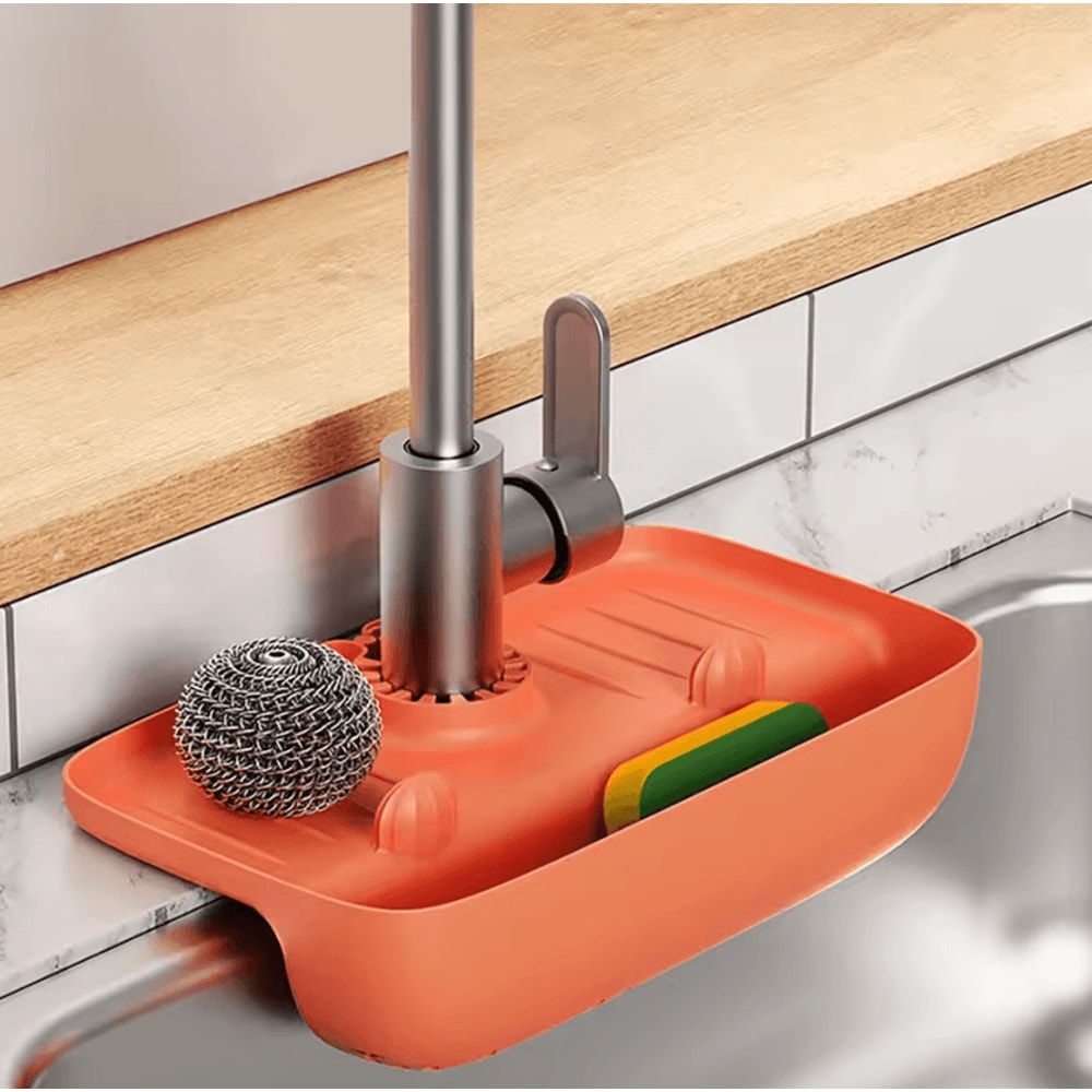 SplashGuard Silicone Faucet Drain Pad Sink Splash Sponge Organizer 4
