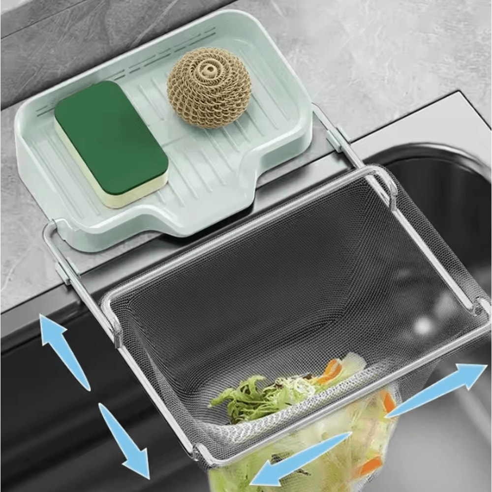 MeshGuard Kitchen Sink Strainer Rack Drain Basket With 50 Disposable Filter Bags 1