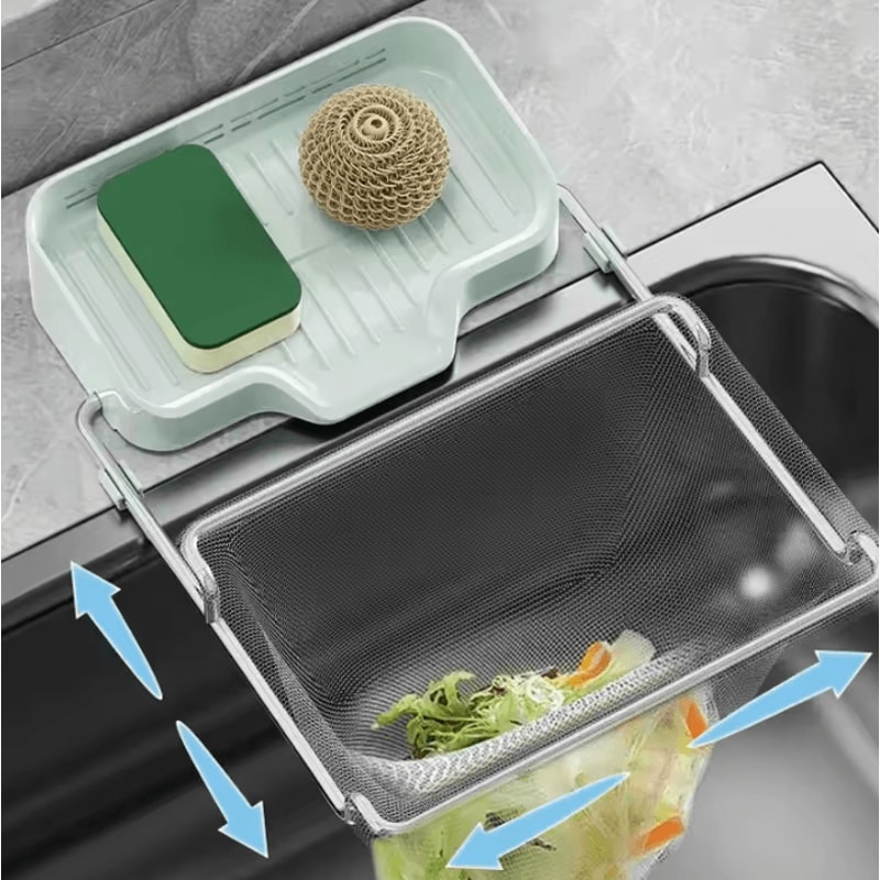 MeshGuard Kitchen Sink Strainer Rack Drain Basket With 50 Disposable Filter Bags 1