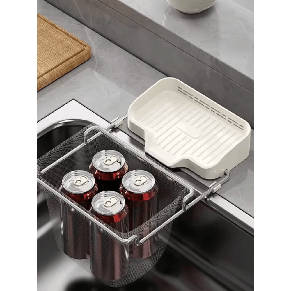MeshGuard Kitchen Sink Strainer Rack Drain Basket With 50 Disposable Filter Bags 3