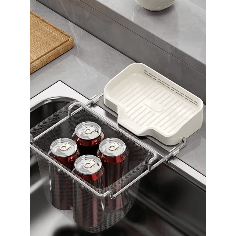 MeshGuard Kitchen Sink Strainer Rack Drain Basket With 50 Disposable Filter Bags 3