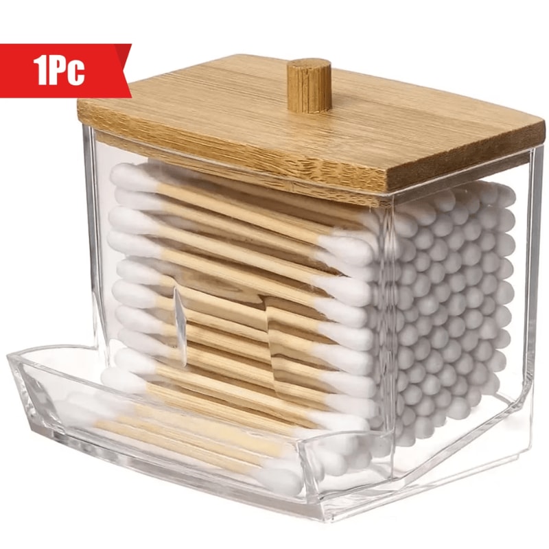 Clear Cotton Swab Pad Organizer Dispenser With Lid 0