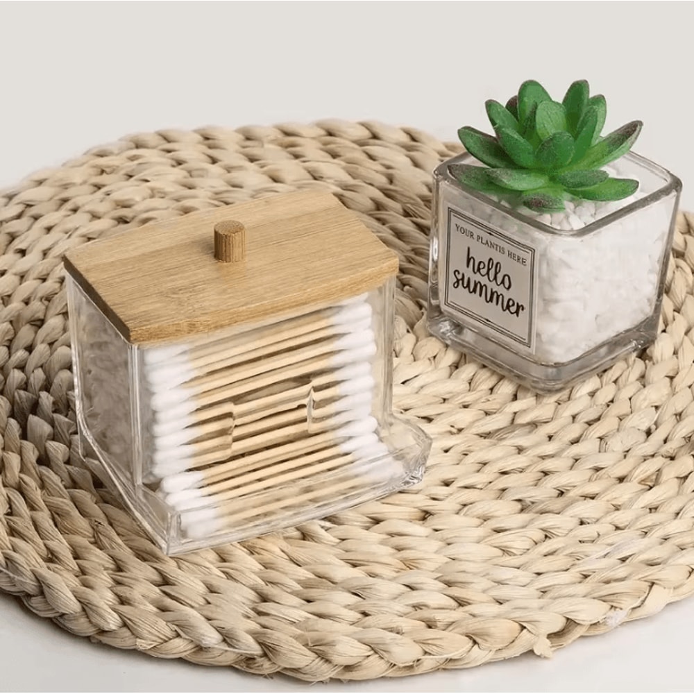 Clear Cotton Swab Pad Organizer Dispenser With Lid 2