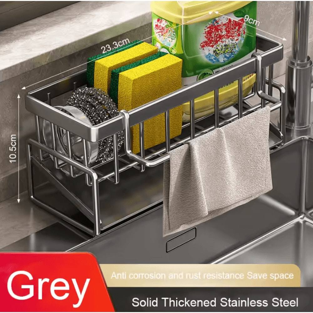 Automatic Drain Kitchen Sink Organizer Rack With Towel Holder 3